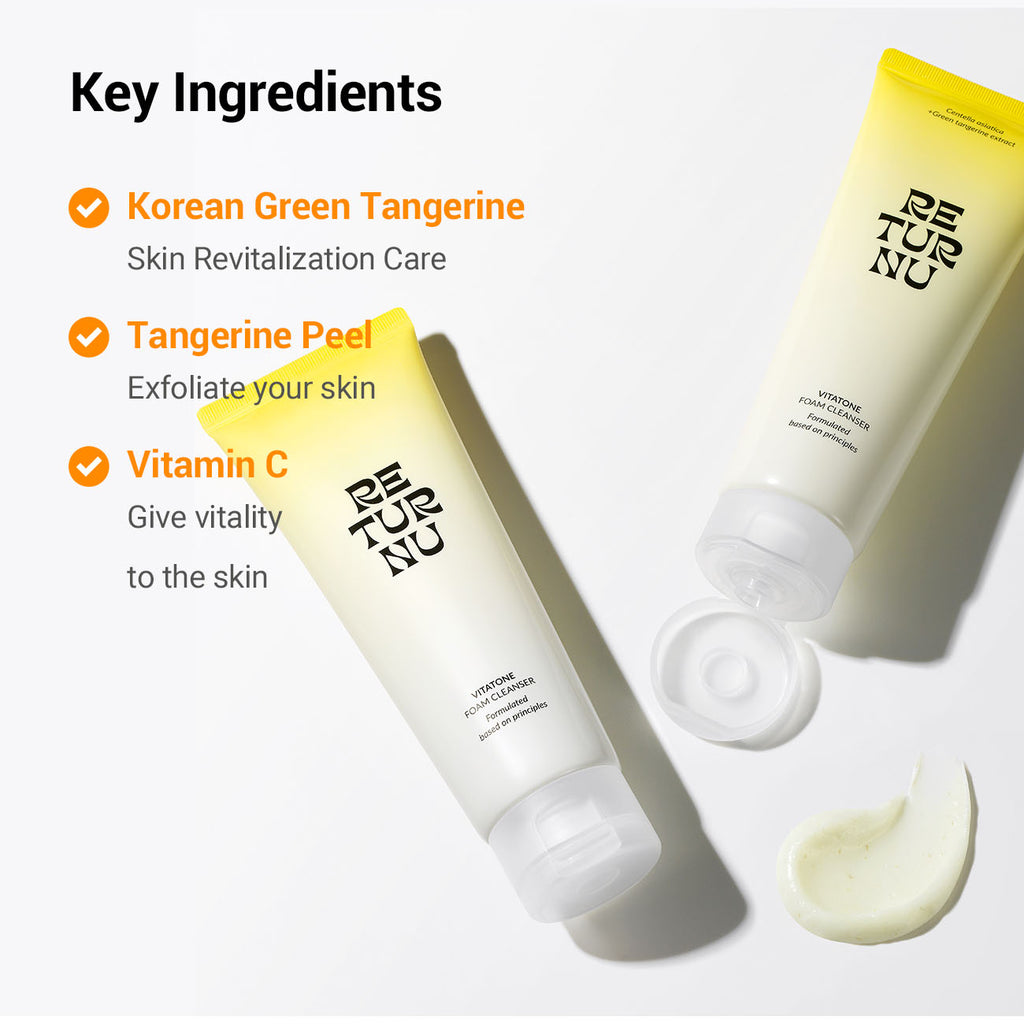 Returnu Vitatone Foam Cleanser product tube close-up