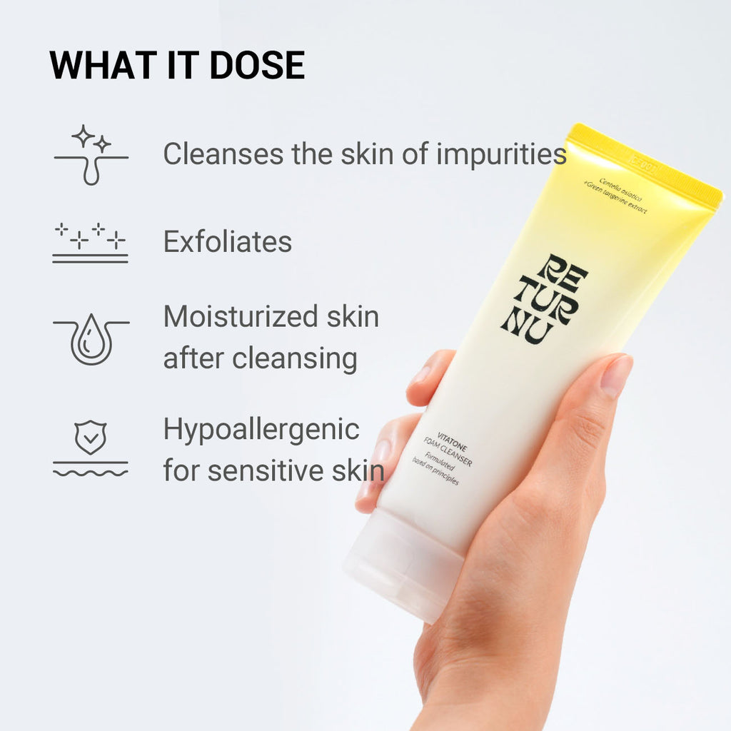 Returnu Vitatone Foam Cleanser gentle cleansing formula detail