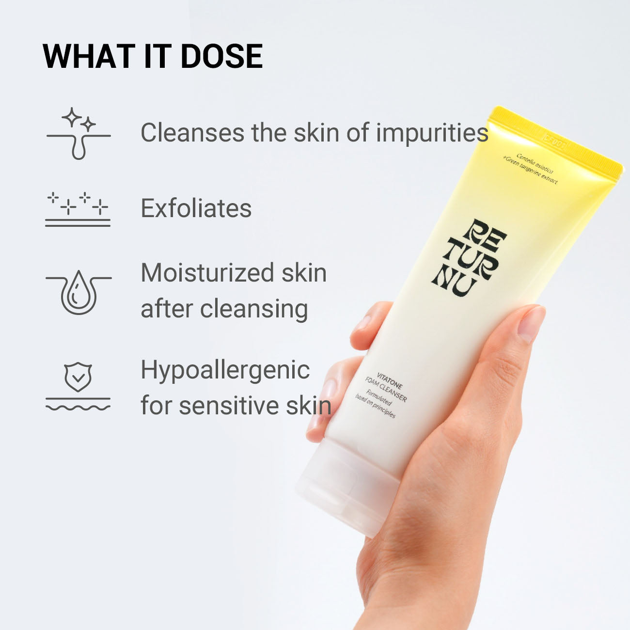 Returnu Vitatone Foam Cleanser gentle cleansing formula detail