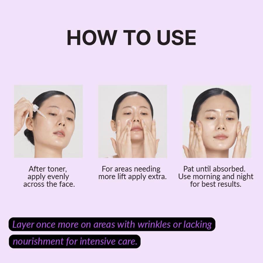 Returnu The Firm Ampoule application on face for lifting effect