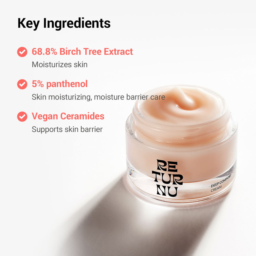 Returnu Deep Comfort Cream application showing smooth absorption