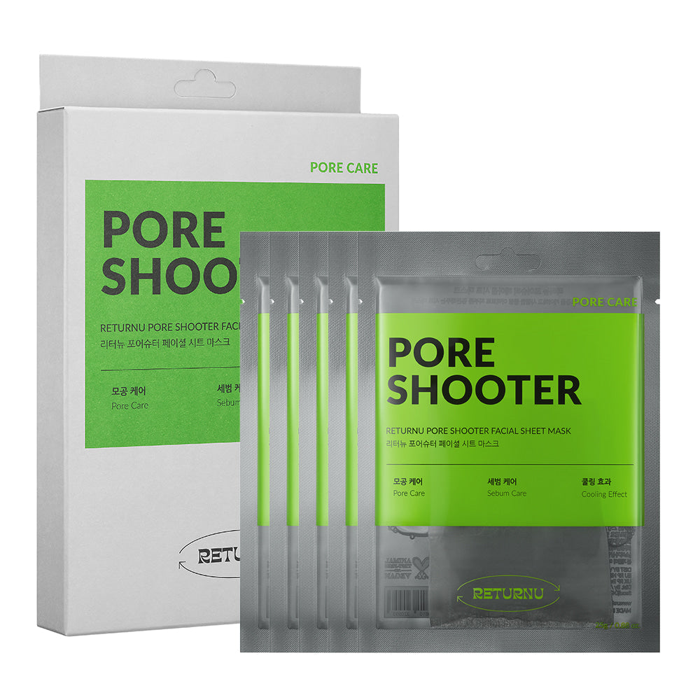 Returnu Pore Shooter Facial Sheet Mask full box packaging